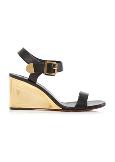 Chloé - Rebecca Leather Wedge Sandals - Black - IT 37 - Moda Operandi
