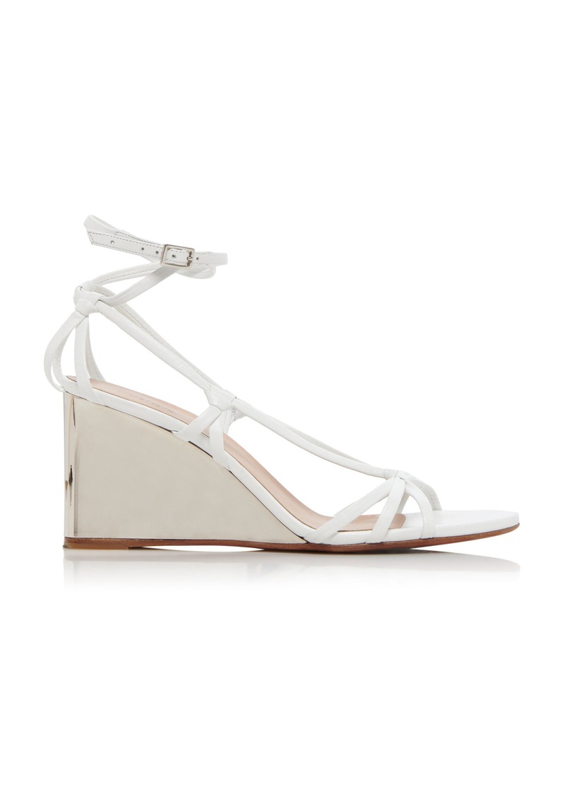 Chloé - Rebecca Leather Wedge Sandals - White - IT 40 - Moda Operandi