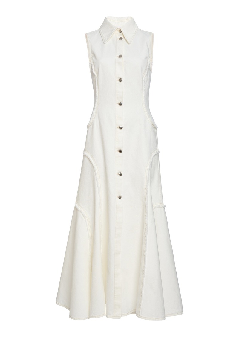 Chloé - Recycled Cotton-Hemp Denim Midi Dress - White - FR 42 - Moda Operandi