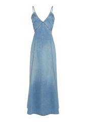 Chloé - Recycled Cotton-Linen Denim Maxi Dress - Medium Wash - FR 44 - Moda Operandi