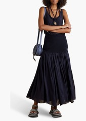 Chloé - Ribbed knit-paneled linen and silk-blend maxi skirt - Blue - FR 44