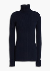 Chloé - Ribbed wool and cashmere-blend turtleneck sweater - Blue - XS