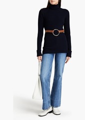 Chloé - Ribbed wool and cashmere-blend turtleneck sweater - Blue - XS