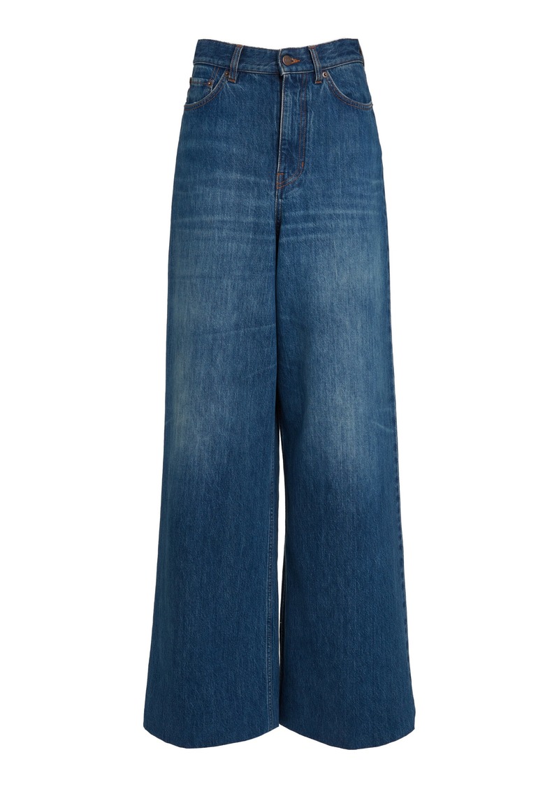 Chloé - Rigid High-Rise Wide-Leg Jeans - Dark Wash - 28 - Moda Operandi