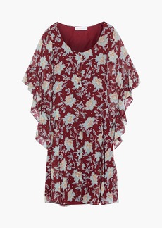 Chloé - Ruffled floral-print silk-georgette mini dress - Burgundy - FR 36