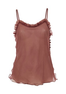 Chloé - Ruffled Sheer Tulle Camisole Top - Pink - FR 36 - Moda Operandi