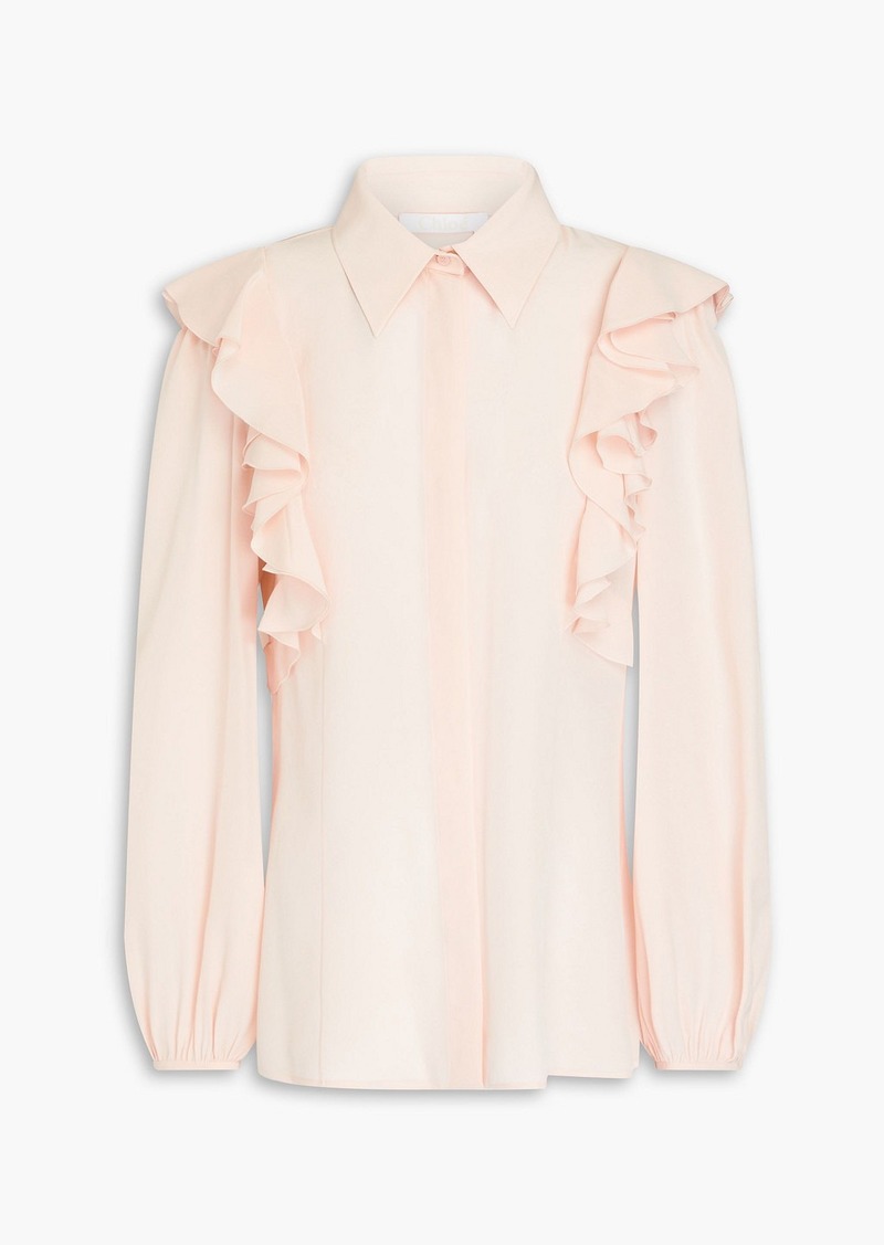 Chloé - Ruffled silk crepe de chine blouse - Pink - FR 46