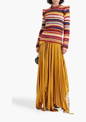 Chloé - Ruffled striped cashmere-blend sweater - Brown - XS