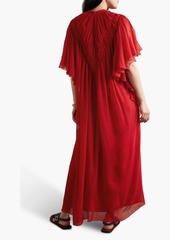 Chloé - Ruffled wool-crepe maxi dress - Red - FR 38