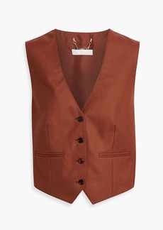 Chloé - Satin-paneled wool-canvas vest - Brown - FR 44