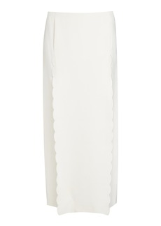 Chloé - Scalloped Twill Pencil Midi Skirt - White - FR 34 - Moda Operandi