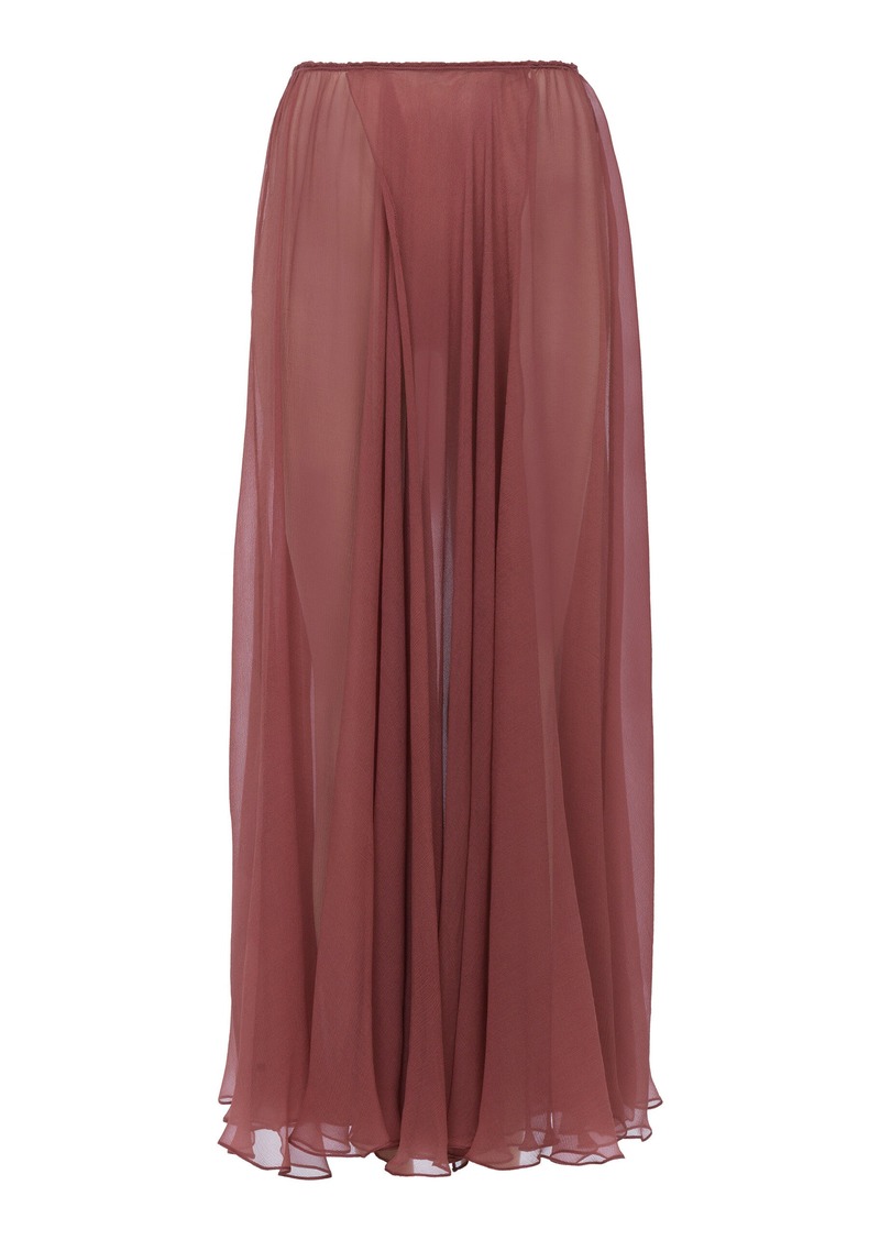 Chloé - Sheer Organic Silk Mousseline Maxi Skirt - Pink - FR 34 - Moda Operandi