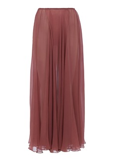 Chloé - Sheer Organic Silk Mousseline Maxi Skirt - Pink - FR 40 - Moda Operandi