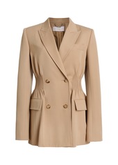 Chloé - Shirred Double-Breasted Wool Gabardine Blazer - Neutral - FR 36 - Moda Operandi