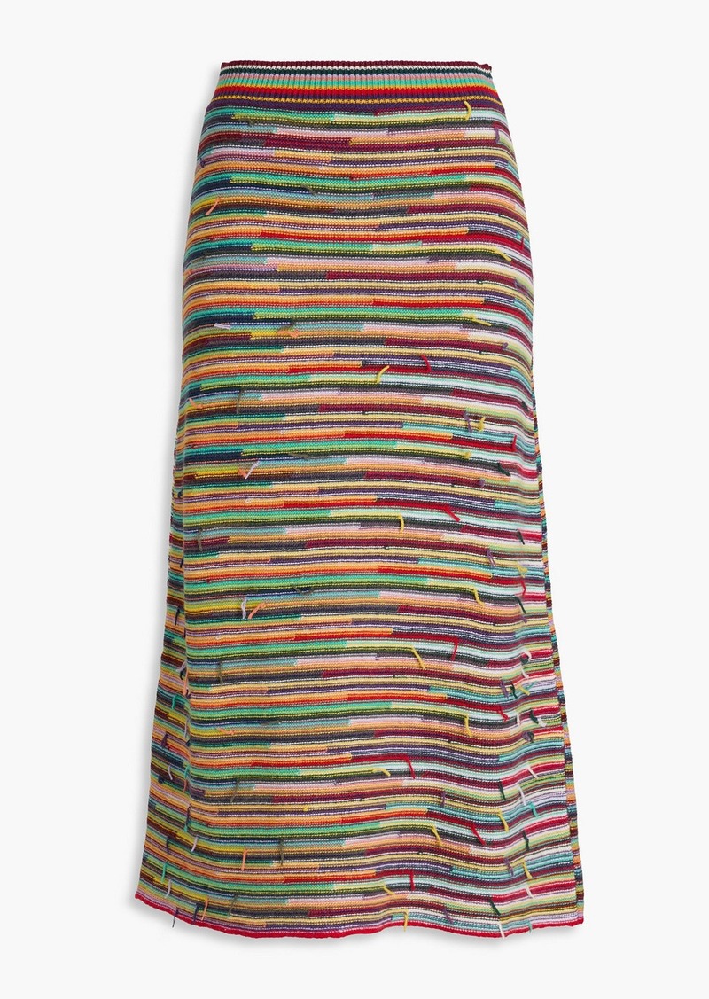 Chloé - Striped wool and cashmere-blend midi skirt - Multicolor - XS