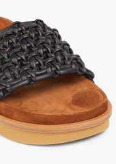Chloé - Suede-trimmed braided leather slides - Black - EU 36