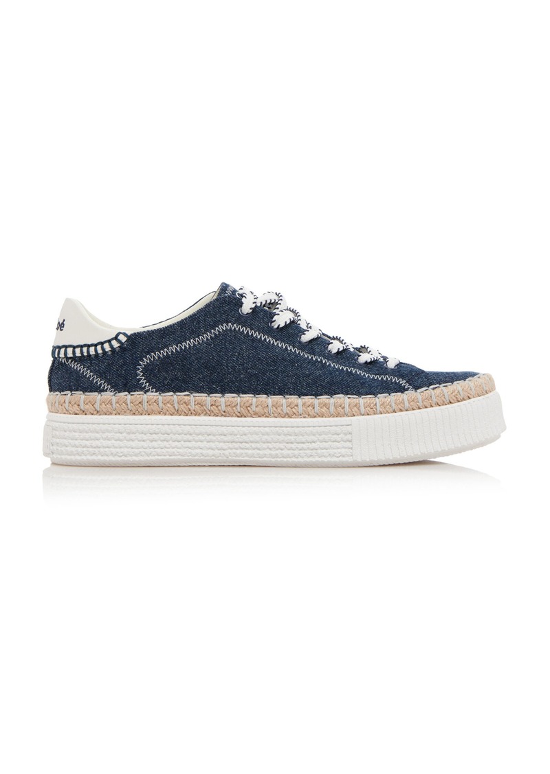 Chloé - Telma Denim Sneakers - Dark Wash - IT 39 - Moda Operandi