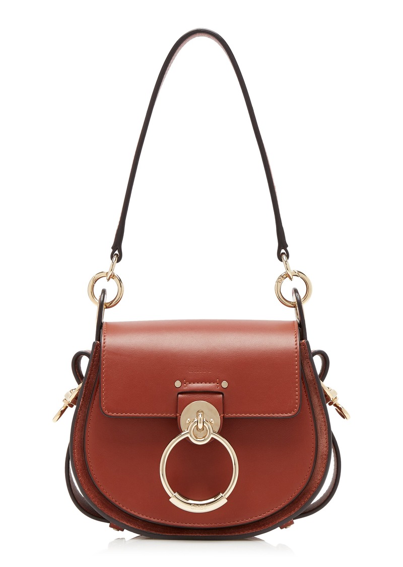 Chloé - Tess O-Ring Leather And Suede Bag - Brown - OS - Moda Operandi