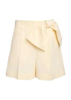 Chloé - Tie-Detailed Linen-Canvas Shorts - Ivory - FR 38 - Moda Operandi