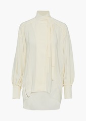 Chloé - Tie-neck pinstriped silk crepe de chine blouse - White - FR 42