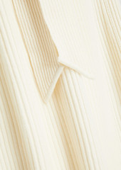 Chloé - Tie-neck ribbed wool and silk-blend midi dress - White - XL