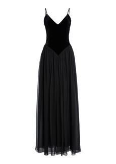 Chloé - Velvet Silk-Blend Maxi Dress - Black - FR 38 - Moda Operandi