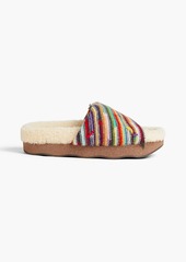 Chloé - Wavy shearling-lined striped knitted slides - Multicolor - EU 36