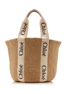Chloé - Woody Ribbon-Trimmed Raffia Tote Bag - Neutral - OS - Moda Operandi