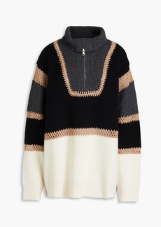 Chloé - Wool and cashmere-blend half-zip sweater - Black - M
