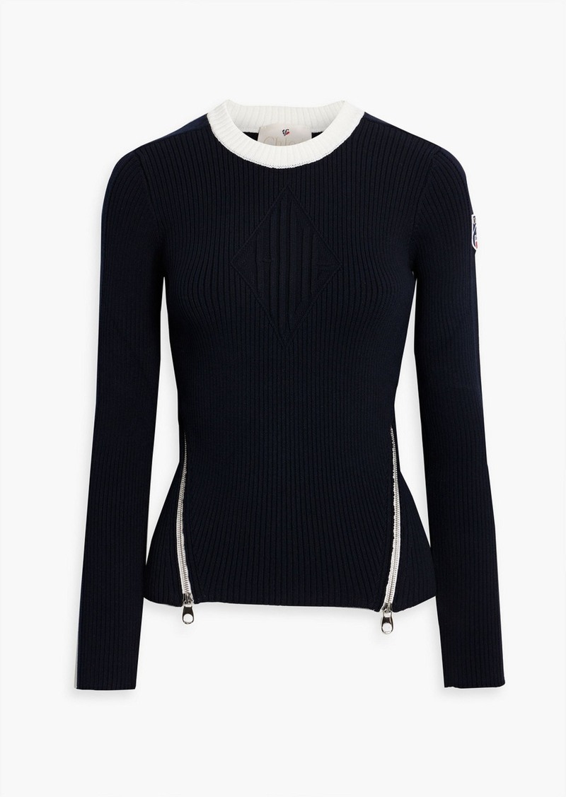 Chloé - Zip-detailed ribbed-knit sweater - Blue - XS