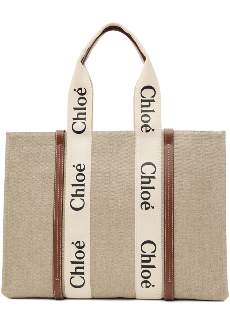 Chloé Beige & Brown Large Woody Tote