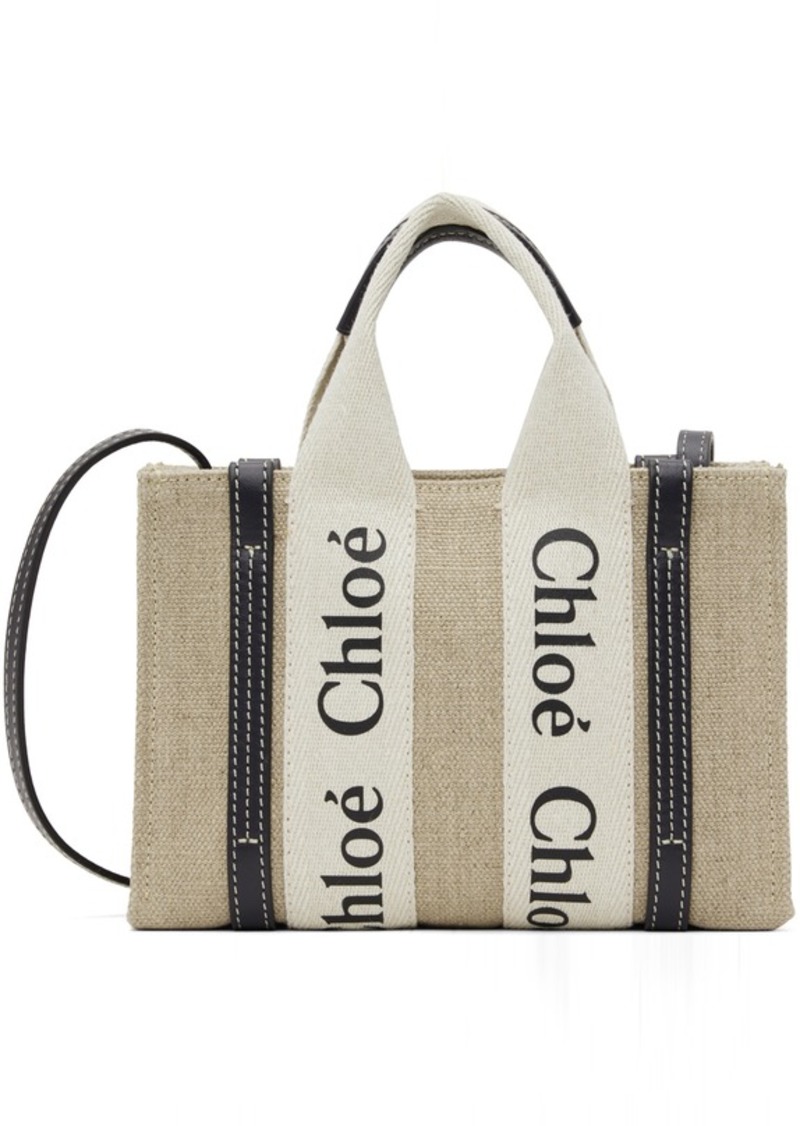 Chloé Beige & Navy Mini Woody Bag