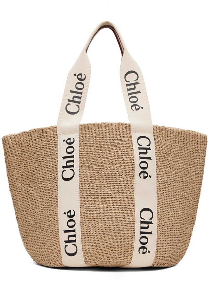 Chloé Beige Mifuko Edition Large Woody Tote