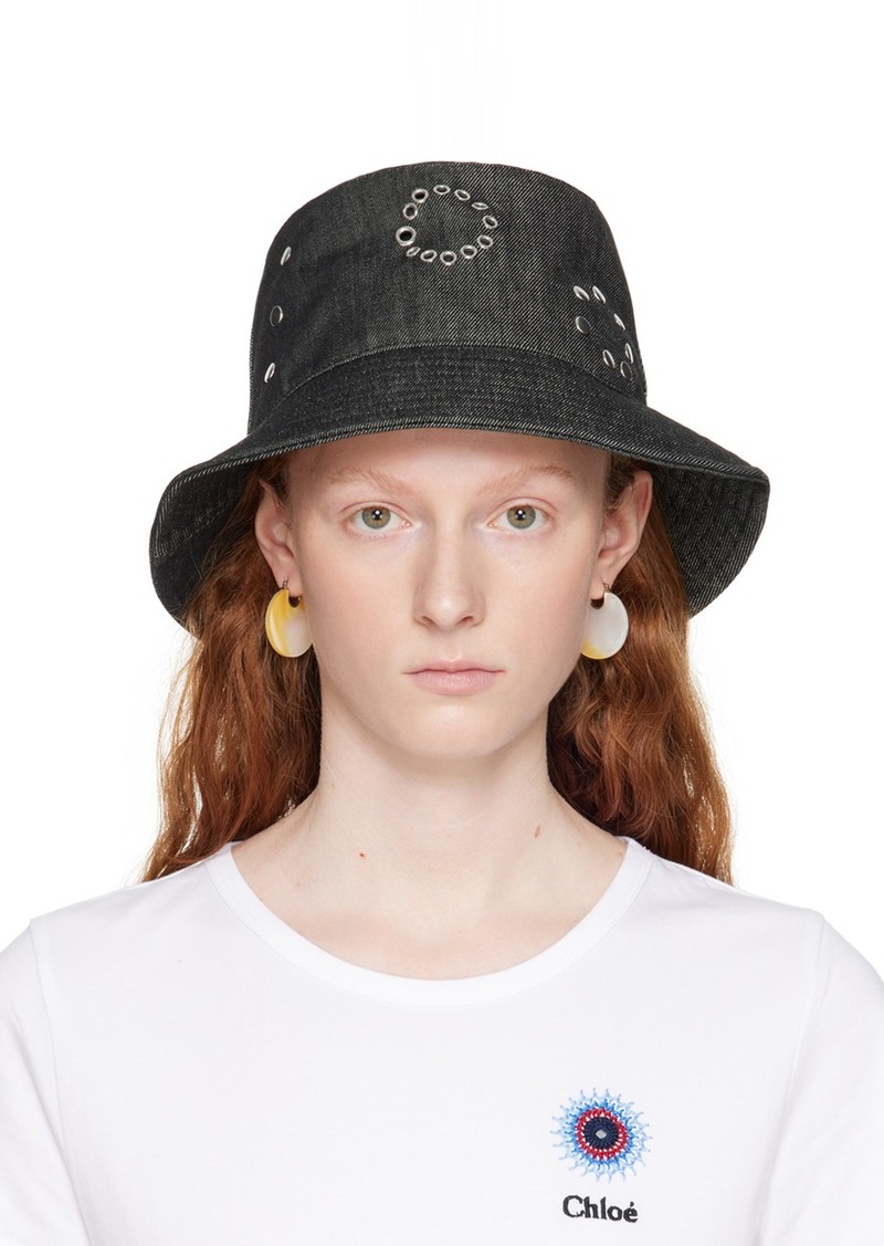 Chloé Black Eyelet Bucket Hat