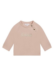 Chloé Bouclé Logo Organic Cotton Fleece Sweatshirt (Baby in 45K Pink Washed Pink at Nordstrom