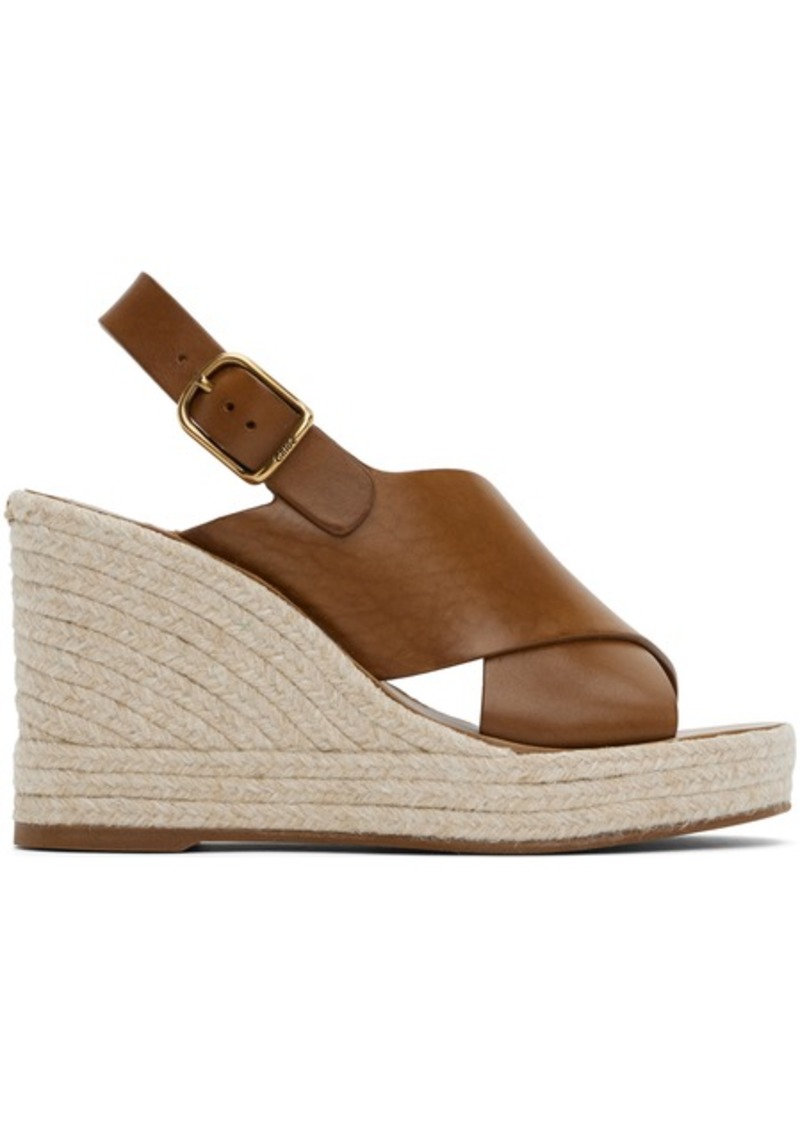 Chloé Brown Pary Wedge Espadrilles