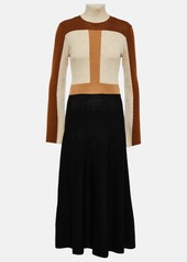 Chloé Colorblocked wool midi dress