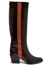 Chloé Crocodile-effect leather knee-high boots