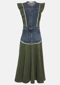 Chloé Denim-paneled midi dress