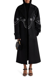 Chloé Embroidered Belted Wool Coat