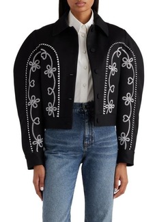 Chloé Embroidered Puff Shoulder Wool Jacket