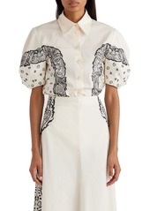 Chloé Embroidered Puff Sleeve Button-Up Shirt
