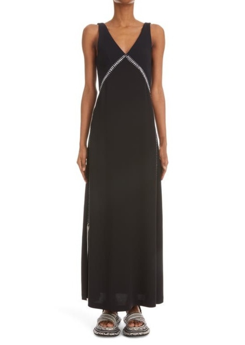 Chloé Embroidered Wool Crepe Maxi Dress
