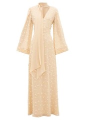 Chloé Floral appliqué silk-georgette dress