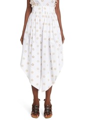 Chloé Flower Dot Embroidered Crop Pants in White Beige at Nordstrom