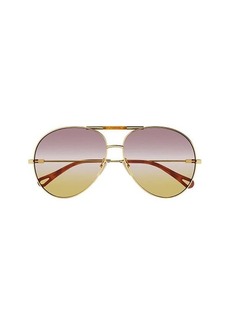 CHLOÉ Gradient Aviator Sunglasses In Gold/Pink/Yellow