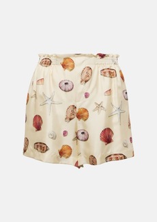 Chloé High-rise printed silk shorts