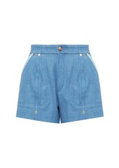 Chloé High-rise two-tone denim shorts