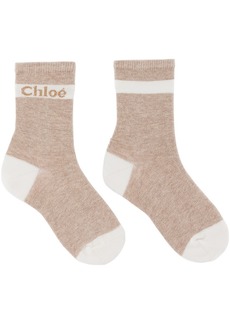 Chloé Kids Beige Metallic Socks