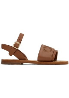 Chloé Kids Brown Embroidered Sandals